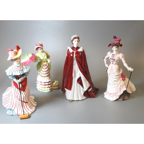 92 - Set of four Royal Doulton 'British Sporting Heritage' figurines to include; 'Henley', 'Ascot', 'Croq... 