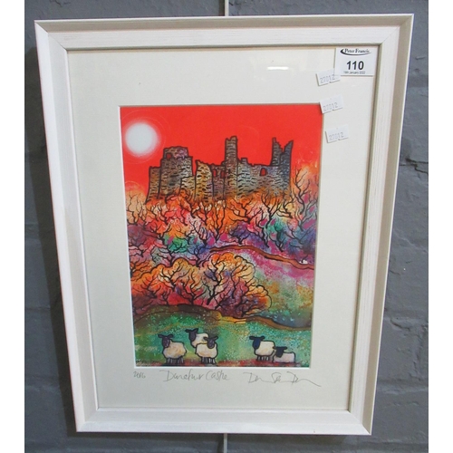 110 - After Dorian Spencer Davies (Welsh Contemporary), 'Dynefwr Castle', coloured print, signed in the pl... 