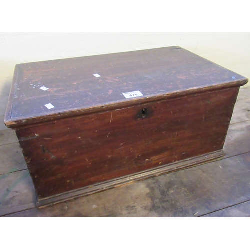 476 - 19th Century stained pine box of plain rectangular form with moulded base.
(B.P. 21% + VAT)