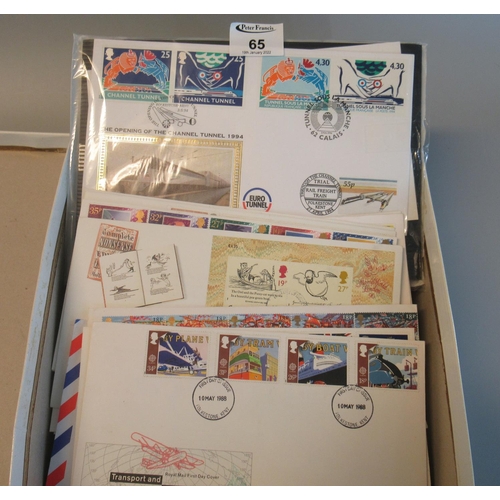 65 - Great Britain box with stamp collection of First Day Covers, mostly 1980's and '90's.
(B.P. 21% + VA... 