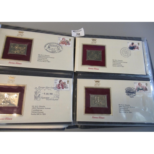 70 - Great Britain 180-81 album of 22ct golden replicas of British stamps on covers, all with special can... 