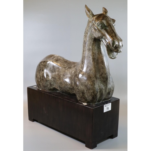 78 - Modern sculptural study of a horse on ebonised base. 46cm high approx.
(B.P. 21 + VAT)