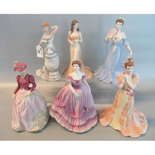 96 - Collection of six Coalport porcelain Age of Elegance figurines, all in original boxes. (6)
(B.P. 21%... 