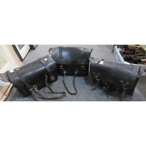 107 - Three vintage leather train driver's bags. 
(B.P. 21% + VAT)