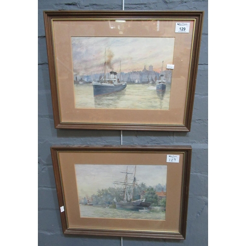 129 - British School (early 20th Century), marine studies of various vessels, two, watercolours, 21 x 30cm... 