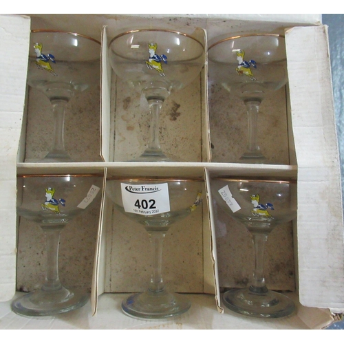 402 - Set of six Babycham glasses in original box.
(B.P. 21% + VAT)