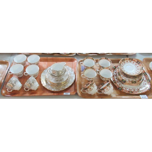 409 - Tray of Staffordshire china with flowers and swags, together with a tray of colclough bone china. (2... 