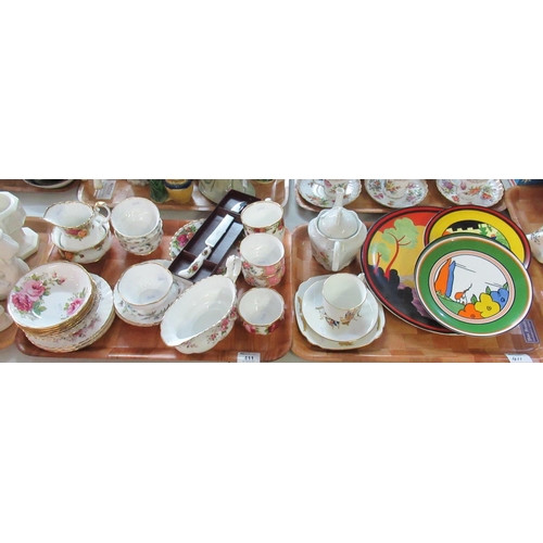 411 - Two trays of china to include Royal Albert Old English Roses, Lady Carlisle, and Old Country Roses p... 