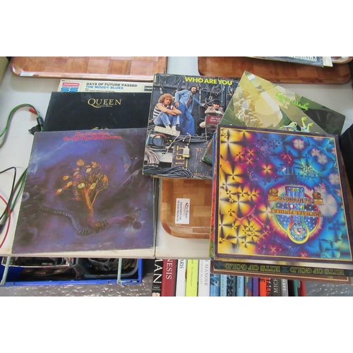 428 - Two trays of LP vinyl records to include: a number of albums by The Moody Blues: 'In Search of the L... 