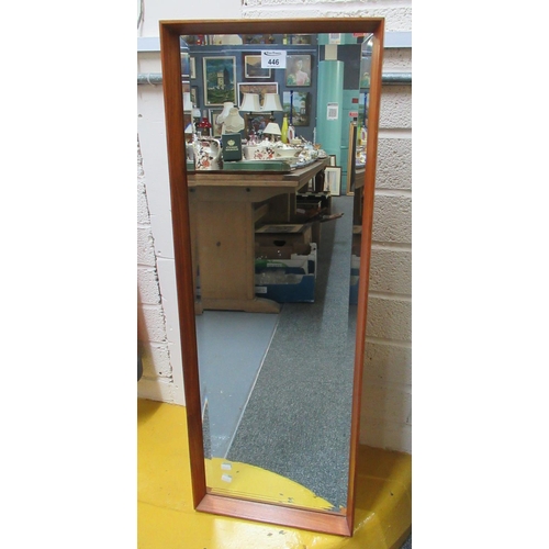 446 - Modern teak framed bevel plate mirror. 96 x 35cm approx.
(B.P. 21% + VAT)