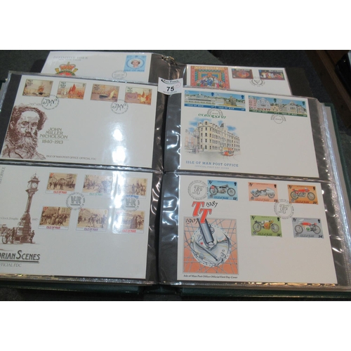 75 - Isle of Man collection of stamp first day covers 1973 - 1990 period in two albums.
(B.P. 21% + VAT)