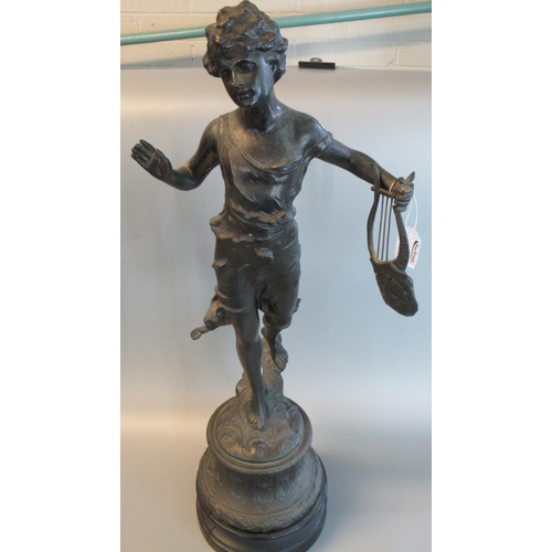 90 - Early 20th Century French spelter figurine of a young boy holding a lyre.
(B.P. 21% + VAT)