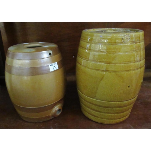 93 - Two stoneware barrels, one with impressed no. 3. One marked 'Price, Bristol'. (2)
(B.P. 21% + VAT)