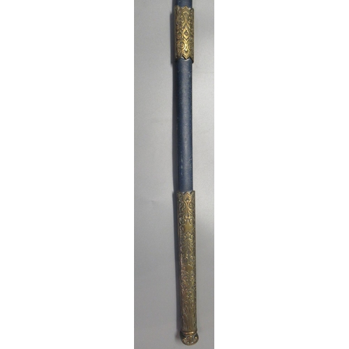 191 - 20th century masonic brass mounted outer guard sword with steel blade and leather scabbard.
(B.P. 21... 