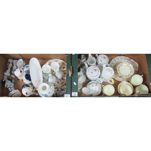 348 - Two boxes of assorted china to include Wedgwood 'April Flowers' elongated bowl, Wedgwood specimen va... 