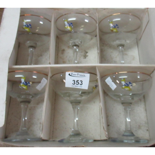 353 - Set of six Babycham glasses in original box.
(B.P. 21% + VAT)