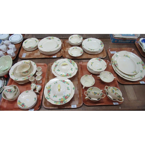 354 - Six trays of Royal Doulton 'Minden' dinner ware with stylised pastel coloured flowers on a cream gro... 