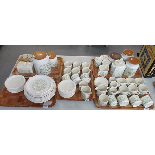 389 - Five trays of Hornsea Fleur design items to include cups, saucers, cannisters, egg cups, butter dish... 