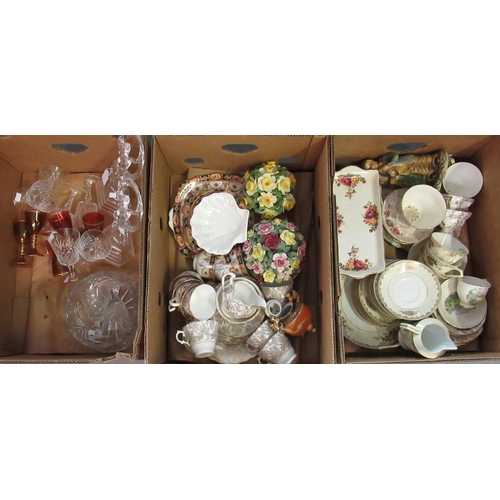 402 - Three boxes to include Staffordshire china with flowers and swags, Colclough bone china, ceramic flo... 