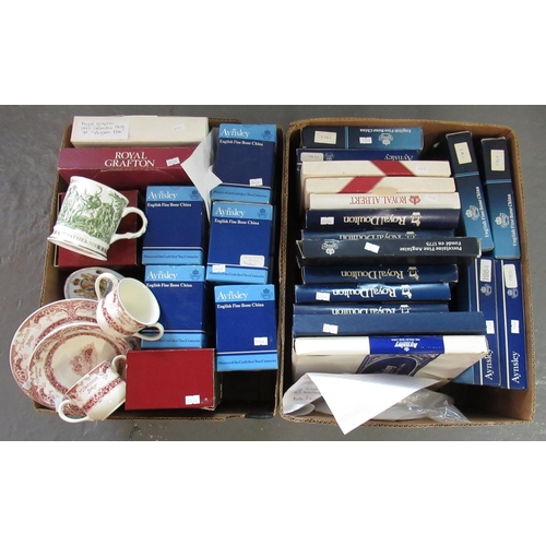 403 - Two boxes comprising Aynsley Royal Grafton, Royal Doulton, and Royal Albert collectors plates, weddi... 