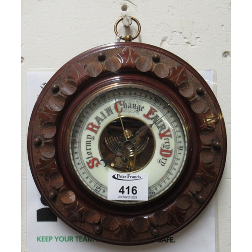 416 - Early 20th century enamel wall barometer of circular form.
(B.P. 21% + VAT)