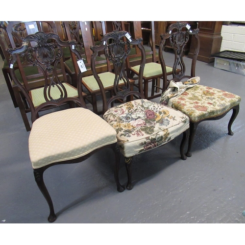 440 - Pair of Edwardian mahogany bedroom or side chairs, together with another similar walnut serpentine c... 