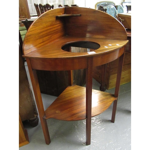 465 - 19th century style mahogany bow front corner wash stand with under tier.
(B.P. 21% + VAT)