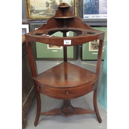 473 - 19th century mahogany bow front corner wash stand on splay legs.
(B.P. 21% + VAT)