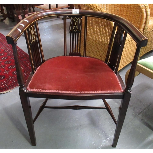 479 - Edwardian mahogany inlaid tub chair.
(B.P. 21% + VAT)