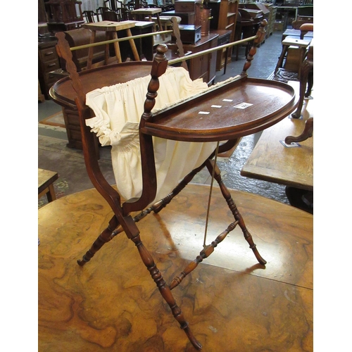 501 - Edwardian mahogany ladies folding table with brass and wooden turned supports.
(B.P. 21% + VAT)