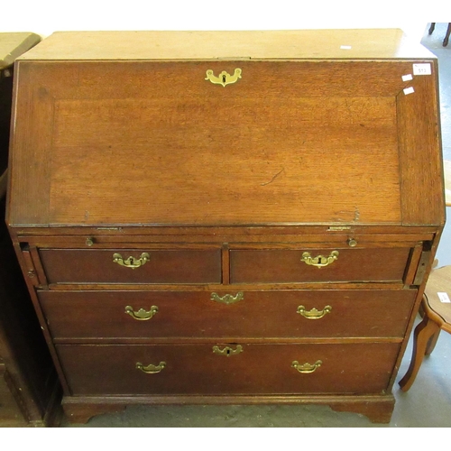 513 - 18th century oak fall-front bureau.
(B.P. 21% + VAT)