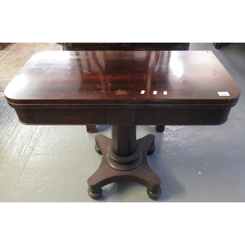 516 - 19th century rosewood folding card table on quatraform base.
(B.P. 21% + VAT)