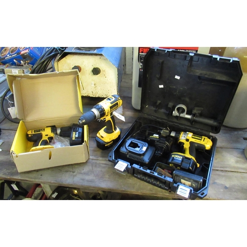 534 - DeWalt 18 volt DC727N/XJ battery drill in original box, together with another similar, and another X... 