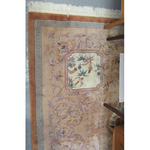 568 - Two Chinese wash rugs, beige ground and orange ground. (2)
(B.P. 21% + VAT)