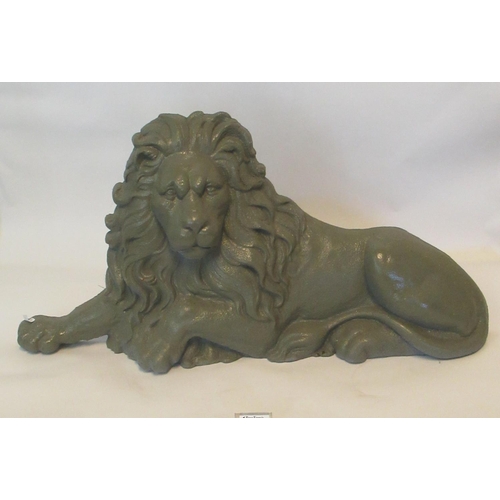 85 - Cast iron painted study of a recumbent male lion.
(B.P. 21% + VAT)