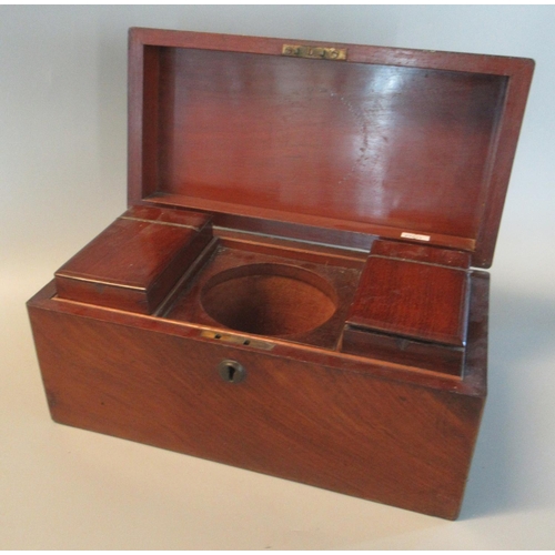 90 - Mid 19th century mahogany tea caddy, the interior revealing two lidded compartments.
(B.P. 21% + VAT... 