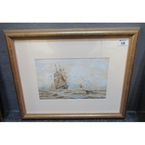 128 - William Hyams (British 1878-1952), 'Steam and Sail', signed and dated '99, watercolours.
(B.P. 21% +... 