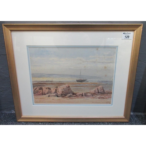 129 - Samuel Phillips Jackson (British 1813-1904), 'Port Eynon, Gower', signed, titled and dated '84, wate... 