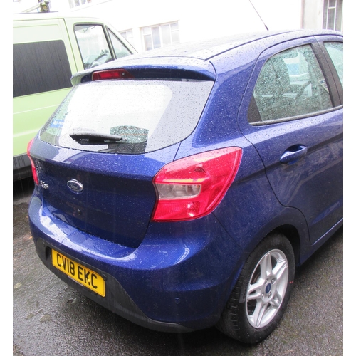 250 - Motor Car to be sold at 12 noon promptly. 2018 Ford KA plus, Zetec 1.2Ti-VCT. 5 door hatchback.CV18 ... 