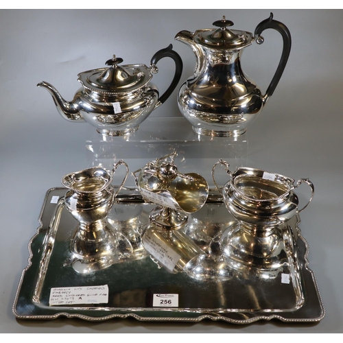 256 - Gladwin Ltd. Sheffield Embassy silver plated tea set with rectangular tray.
(B.P. 21% + VAT)