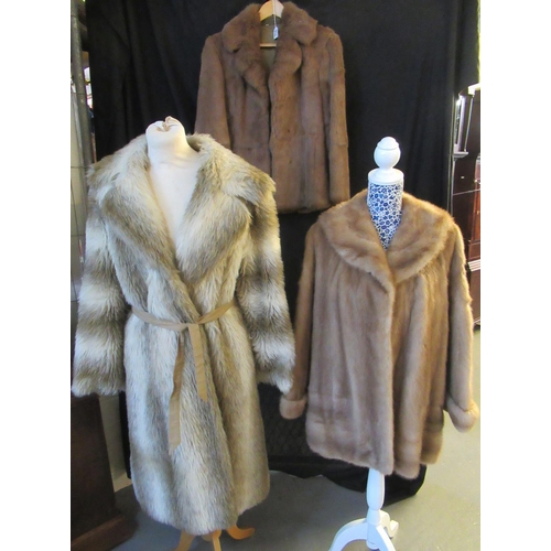 504 - Three vintage furs: a mink jacket, a coney jacket and a belted faux fox fur coat. (3)
(B.P. 21% + VA... 