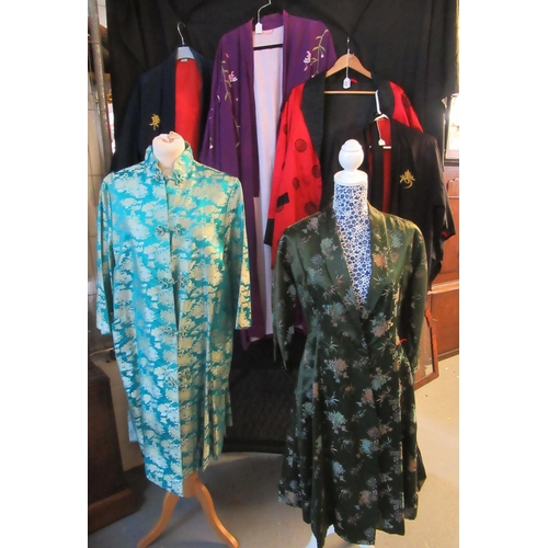 505 - Six vintage garments: three Japanese kimonos, one full length and three Chinese style jackets. (6)
(... 