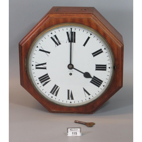 115 - 20th century GPO double sided post office clock, with mahogany case, white Roman dials, and single f... 