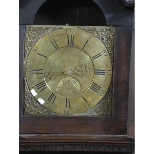 122 - 18th century Welsh 30 hour longcase clock marked D Rowland, Aberystwith (sic), having brass face wit... 