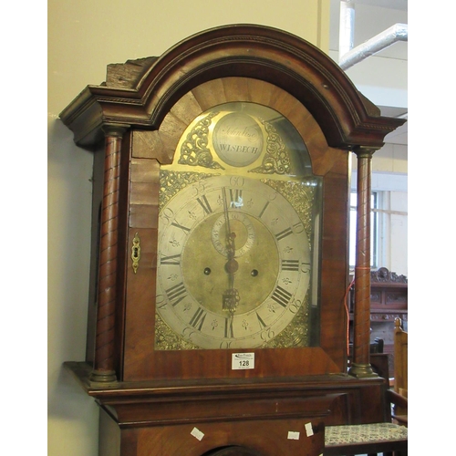 128 - Early 19th century mahogany eight day longcase clock marked John Vise, Wisbech, having a brass face ... 