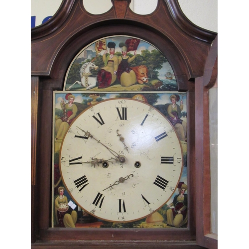 129 - Early 19th century Scottish mahogany eight day longcase clock marked Peter Kier, Falkirk. The painte... 