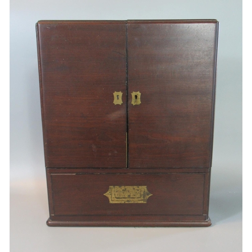 365 - 19th century mahogany travelling or campaign apothecaries cabinet having recessed carrying handle, t... 