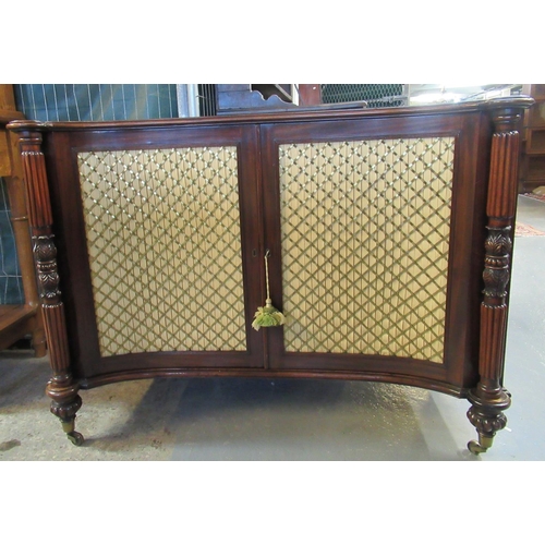 396 - Victorian mahogany chiffonier sideboard, the concave moulded top above two doors, flanked by fluted ... 