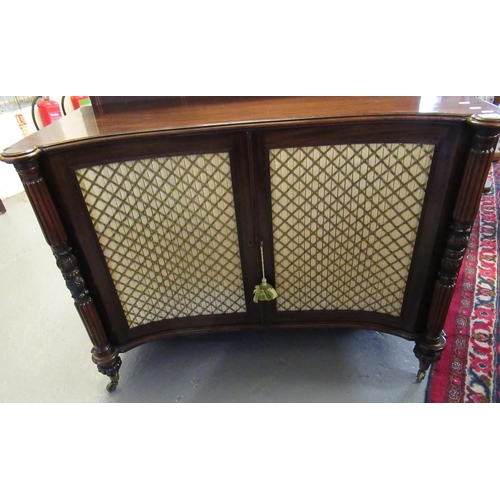 396 - Victorian mahogany chiffonier sideboard, the concave moulded top above two doors, flanked by fluted ... 