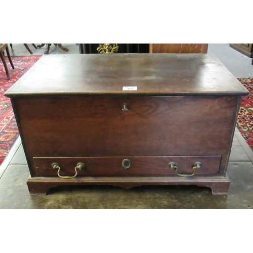 405 - 19th century oak coffwr bach of plain rectangular from, the moulded top above a single long drawer w... 